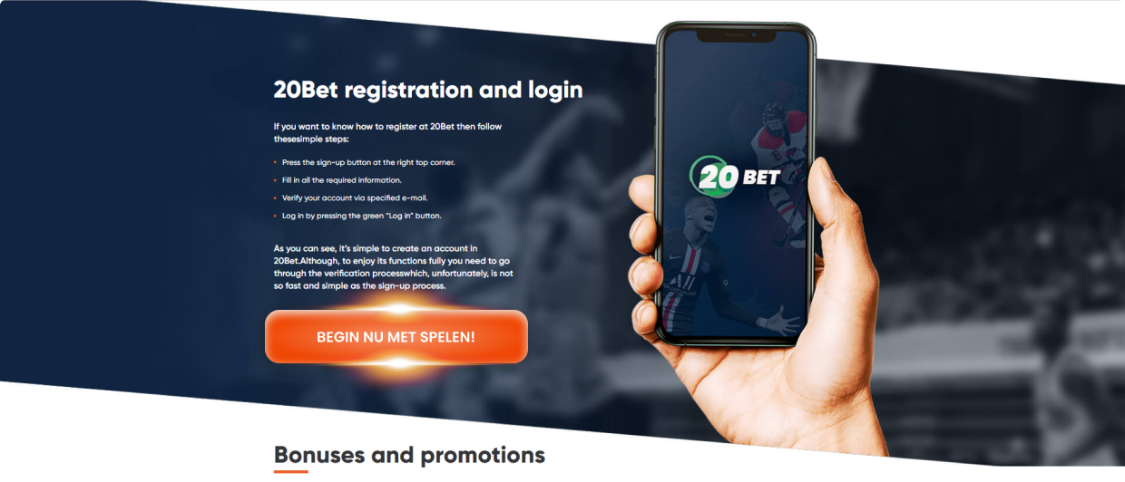 20Bet Registratiestappen